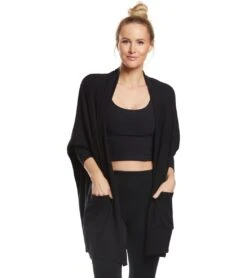 Beyond Yoga Brushed Up Easy Rider Origami Cardigan Black -Pranty Yoga Shop 1740428869667 black