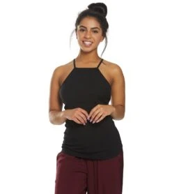 Hard Tail Mitered Low V-Back Yoga Support Tank Black -Pranty Yoga Shop 1740456329251 black