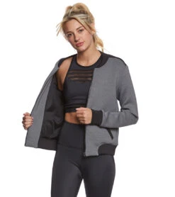 Beyond Yoga Ticking Time Bomber Jacket Gray & Stormy Heather -Pranty Yoga Shop 1740506038307 graystormyheather