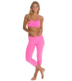 Beyond Yoga Back Gathered Yoga Capris Shocking Pink -Pranty Yoga Shop 1740929368099 shockingpink 4a