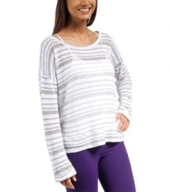 Beyond Yoga Slouchy Pullover -Pranty Yoga Shop 1740941557795 whitelightheathergraystripe 3a