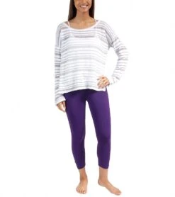 Beyond Yoga Slouchy Pullover -Pranty Yoga Shop 1740941557795 whitelightheathergraystripe 6a