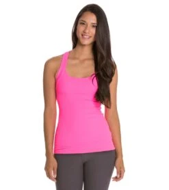Beyond Yoga Open Back Curved Supplex Tank Shocking Pink