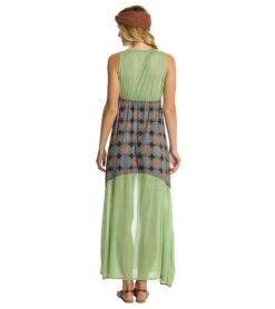 Yak & Yeti Journey Print Front Slit Maxi -Pranty Yoga Shop 1741142294563 grayolive 3a