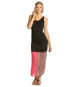 Yak & Yeti Color Block Front Slit Maxi -Pranty Yoga Shop 1741143080995 black