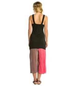 Yak & Yeti Color Block Front Slit Maxi -Pranty Yoga Shop 1741143080995 black 3a