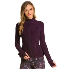 Beyond Yoga Peplum Back Jacket Black-Imperial Violet