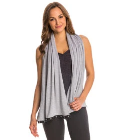 Beyond Yoga Modal Baby Terry Snap Yoga Scarf Heather Gray -Pranty Yoga Shop 1741412237347 heathergray 4a