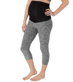 Beyond Yoga: Beyond The Bump Spacedye Fold Down Maternity Yoga Capris -Pranty Yoga Shop 1741520273443 blackwhite 1a