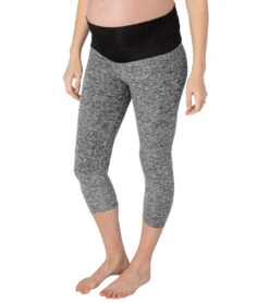 Beyond Yoga: Beyond The Bump Spacedye Fold Down Maternity Yoga Capris -Pranty Yoga Shop 1741520273443 blackwhite 2a