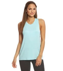 Beyond Yoga Slink Or Swim Open Back Muscle Tee Tahiti Teal