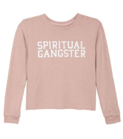 Spiritual Gangster Kids Girls SG Varsity Crop Yoga Sweatshirt Pink