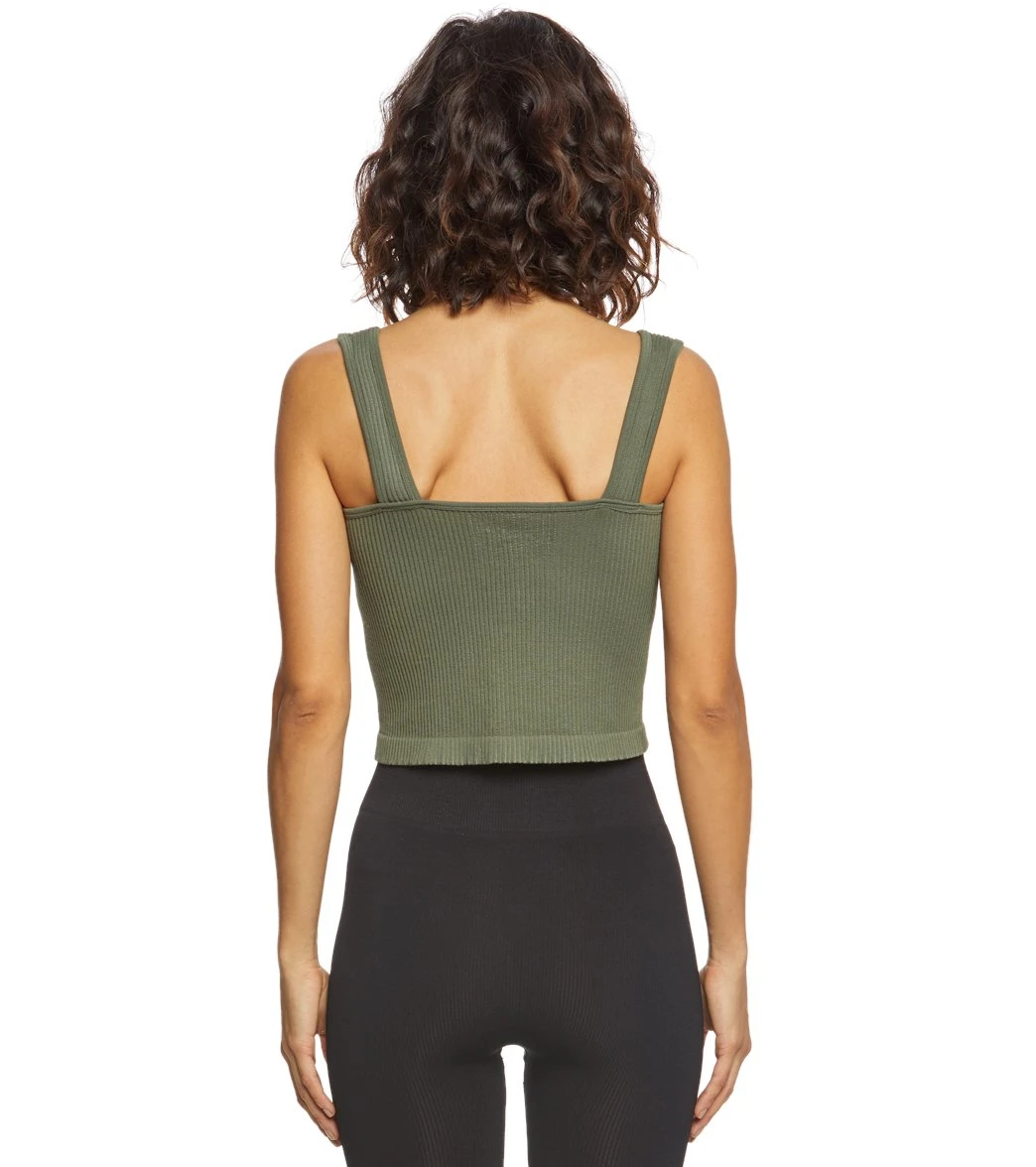 Free People Solid Rib Brami Yoga Crop Top Moss 4 Free People Solid Rib Brami Yoga Crop Top Moss - Image 2