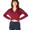 Beyond Yoga Talk It Overlap Cropped Yoga Hoodie -Pranty Yoga Shop 1741824262179 teamburgundy 1a