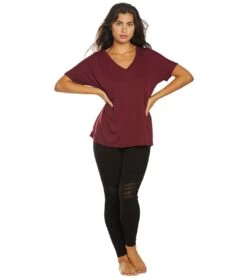 Bella + Canvas Slouchy V-Neck Tee 37 Bella + Canvas Slouchy V-Neck Tee -Pranty Yoga Shop 1741850312739 maroon 4a