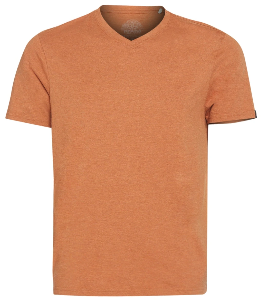 PrAna Men's V Neck Short Sleeve Workout Tee Russett Heather 4 PrAna Men's V Neck Short Sleeve Workout Tee Russett Heather - Image 2
