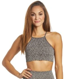 Free People Movement High Neck Leopard Yoga Sports Bra Carbon -Pranty Yoga Shop 1776308092963 carbon