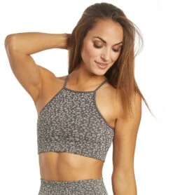Free People Movement High Neck Leopard Yoga Sports Bra Carbon -Pranty Yoga Shop 1776308092963 carbon 5a