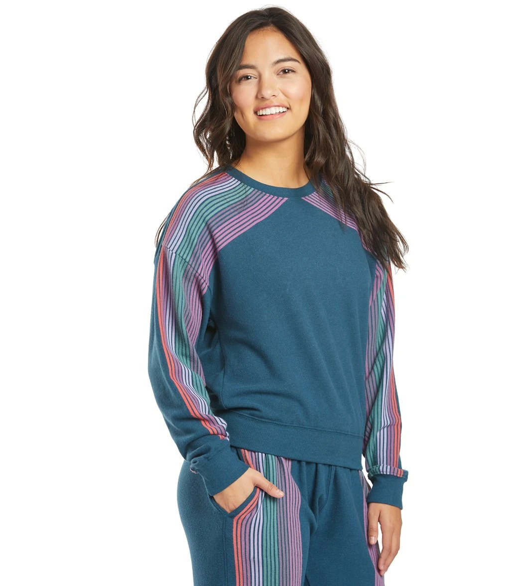 Spiritual Gangster Stripe Malibu Crew Neck Pullover Caribbean 3 Spiritual Gangster Stripe Malibu Crew Neck Pullover Caribbean