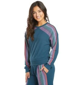 Spiritual Gangster Stripe Malibu Crew Neck Pullover Caribbean 10 Spiritual Gangster Stripe Malibu Crew Neck Pullover Caribbean -Pranty Yoga Shop 1797999231011 caribbean 5a