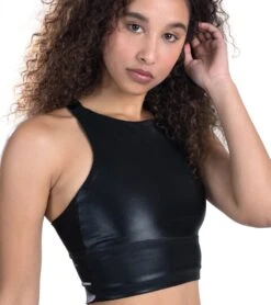 DYI High Neck Shine Elevate Racer Yoga Sports Bra Black -Pranty Yoga Shop 1871506112547 black