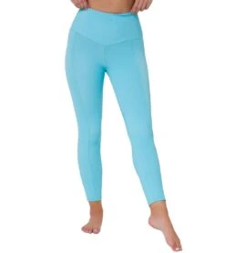 Onzie Ribbed Sweetheart 7/8 Yoga Leggings Cyan Rib -Pranty Yoga Shop 1882012581923 cyanrib