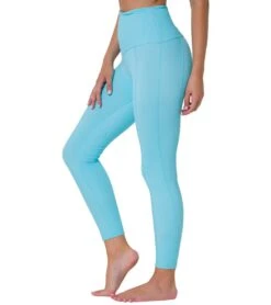 Onzie Ribbed Sweetheart 7/8 Yoga Leggings Cyan Rib