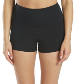 Everyday Yoga Uphold Solid High Waisted Hot Yoga Shorts 1" Black -Pranty Yoga Shop 4099707404323 black 1