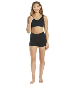 Everyday Yoga Uphold Solid High Waisted Hot Yoga Shorts 1" -Pranty Yoga Shop 4099707404323 black 4a