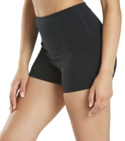 Everyday Yoga Uphold Solid High Waisted Hot Yoga Shorts 1" -Pranty Yoga Shop 4099707404323 black 5a
