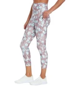 Marika Haven High Waisted Yoga Capris Magniolia Illustration Berry