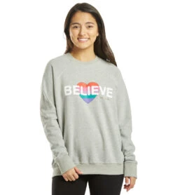 Spiritual Gangster Believe Classic Crew Sweatshirt -Pranty Yoga Shop 4328273674283 mediumheathergrey