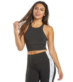 DYI High Neck Elevate Racer Yoga Sports Bra Black -Pranty Yoga Shop 4352456917035 black