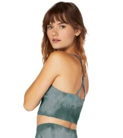 Beyond Yoga Lux Criss-Cross Cropped Yoga Tank Meadow Sage Smoke