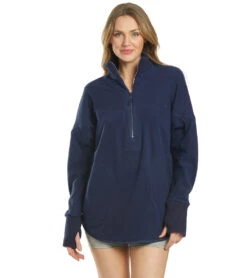 Free People Mountain Dreamin Recycled Half Zip Navy -Pranty Yoga Shop 4364243730475 navy
