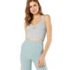 Beyond Yoga Spacedye Don't Get Twisted Cropped Yoga Tank Silver Mist