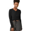 Beyond Yoga Featherweight Scrunch It Up Cropped Pullover -Pranty Yoga Shop 4501662695467 darkestnight 1a