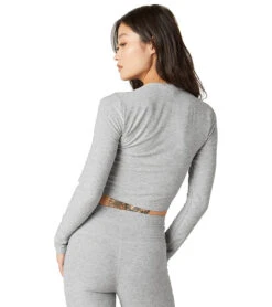 Beyond Yoga Featherweight Scrunch It Up Cropped Pullover -Pranty Yoga Shop 4501662728235 silvermist 3a