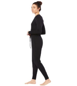 Beyond Yoga Cozy Fleece Overlapping Jumpsuit Black -Pranty Yoga Shop 4501663088683 black 4a