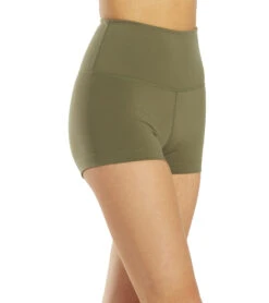 Everyday Yoga Uphold Solid High Waisted Hot Yoga Shorts 1" -Pranty Yoga Shop 4514111815723 darkolive 2a