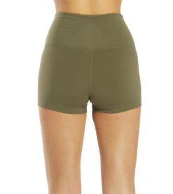 Everyday Yoga Uphold Solid High Waisted Hot Yoga Shorts 1" -Pranty Yoga Shop 4514111815723 darkolive 3a