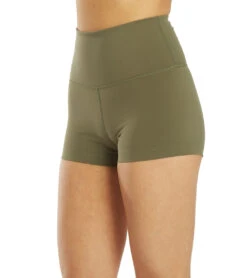 Everyday Yoga Uphold Solid High Waisted Hot Yoga Shorts 1" -Pranty Yoga Shop 4514111815723 darkolive 5a