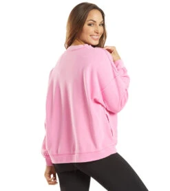 Free People Solid Metti Crew Neck Pullover Miami Pink -Pranty Yoga Shop 4812277940267 miamipink 3a