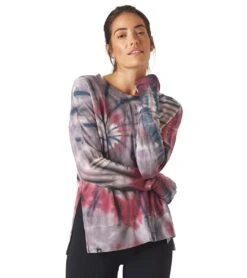Glyder Lounge Long Sleeve Tee Berry Tie Dye -Pranty Yoga Shop 4818281791531 berrytiedye