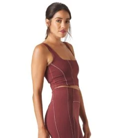 Glyder Corseted Yoga Sports Bra -Pranty Yoga Shop 4818862243883 merlotwhite 2a