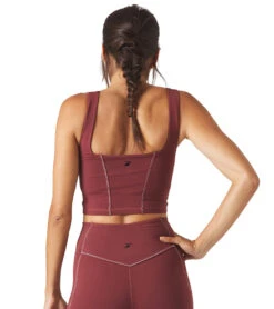 Glyder Corseted Yoga Sports Bra -Pranty Yoga Shop 4818862243883 merlotwhite 3a