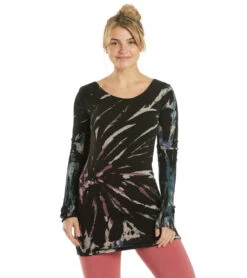 Hard Tail Long Sleeve Skinny Yoga Tee Berry Black Tie Dye -Pranty Yoga Shop 4835848323115 berryblacktiedye