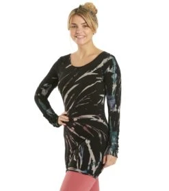 Hard Tail Long Sleeve Skinny Yoga Tee Berry Black Tie Dye -Pranty Yoga Shop 4835848323115 berryblacktiedye 5a