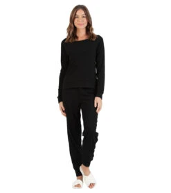 NYTT Pointelle Pebble Sweatpants Black Pointelle -Pranty Yoga Shop 4842168746027 blackpointelle