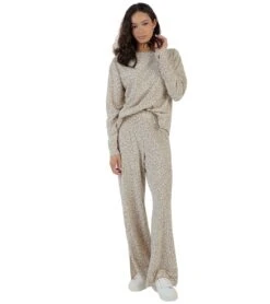 Sadie & Sage Cozy Leopard Pants Taupe -Pranty Yoga Shop 4844357976107 taupe 4a